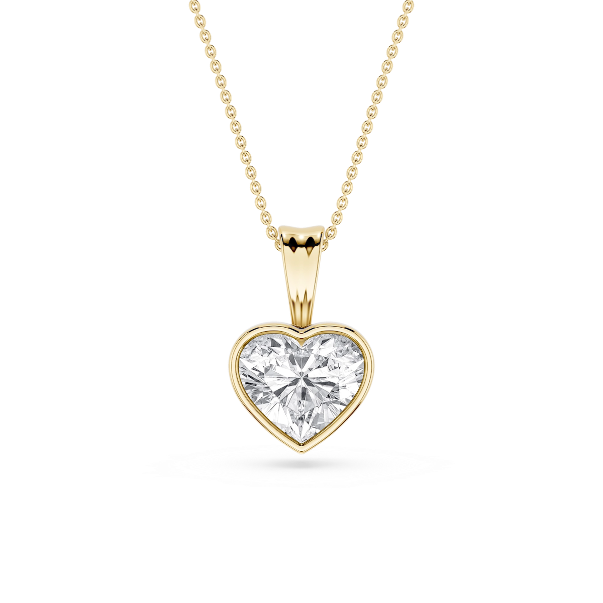 Heart Lab Grown Diamond Bezel Set Bail Solitaire Pendant - 16 to 18 Inches
