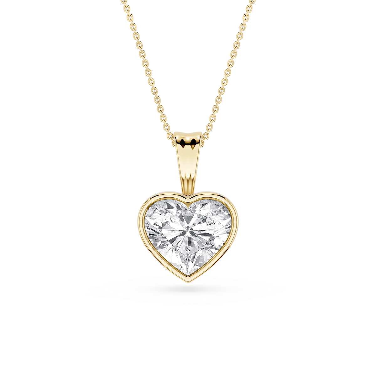 Heart Lab Grown Diamond Bezel Set Bail Solitaire Pendant - 16 to 18 Inches