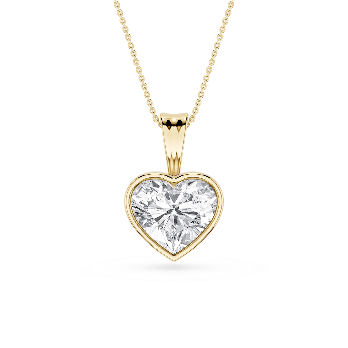 Heart Lab Grown Diamond Bezel Set Bail Solitaire Pendant - 16 to 18 Inches