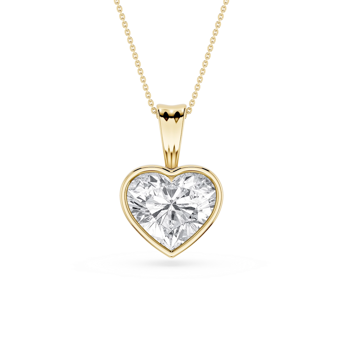Heart Lab Grown Diamond Bezel Set Bail Solitaire Pendant - 16 to 18 Inches