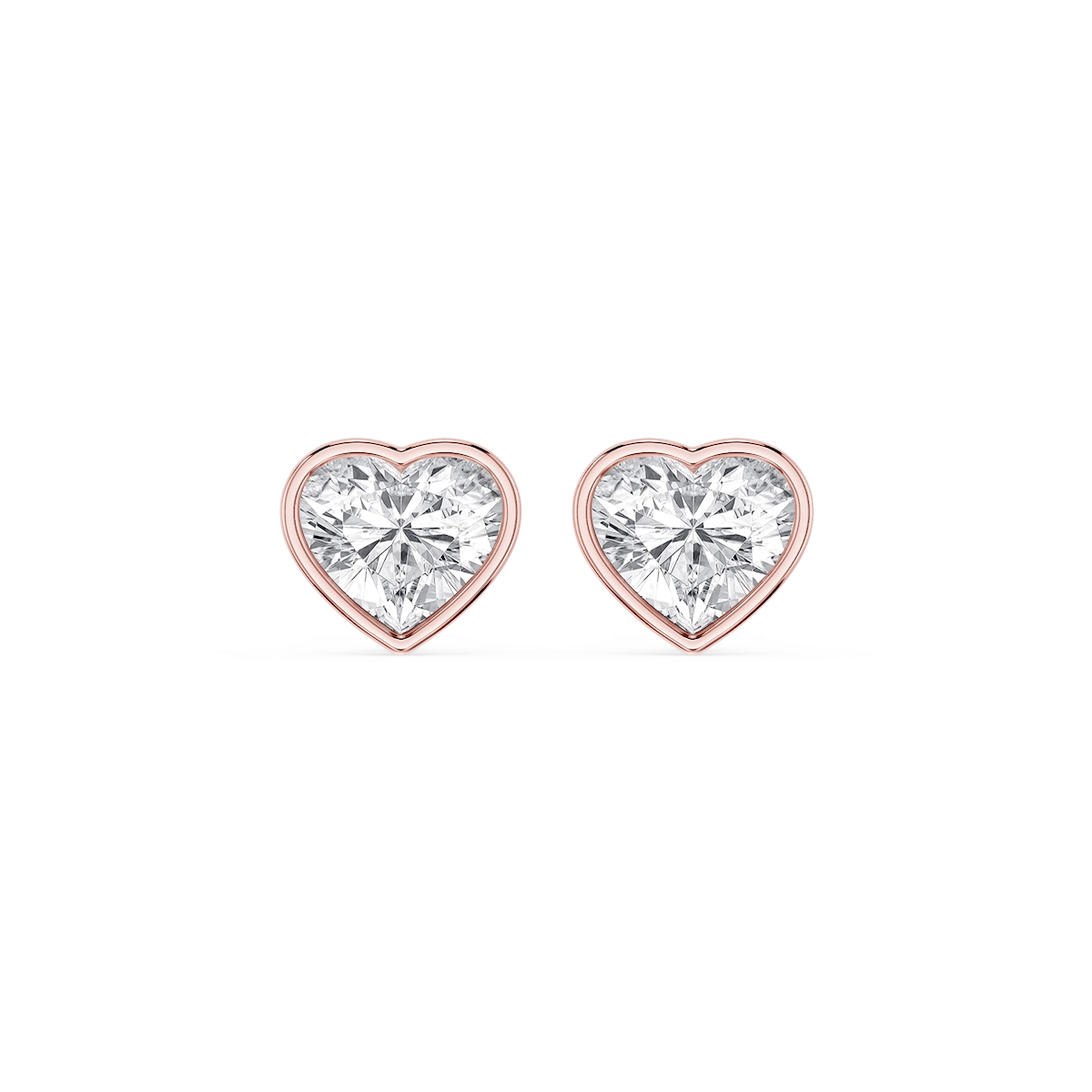 Heart Lab Grown Diamond Bezel Set Certified Stud Earrings