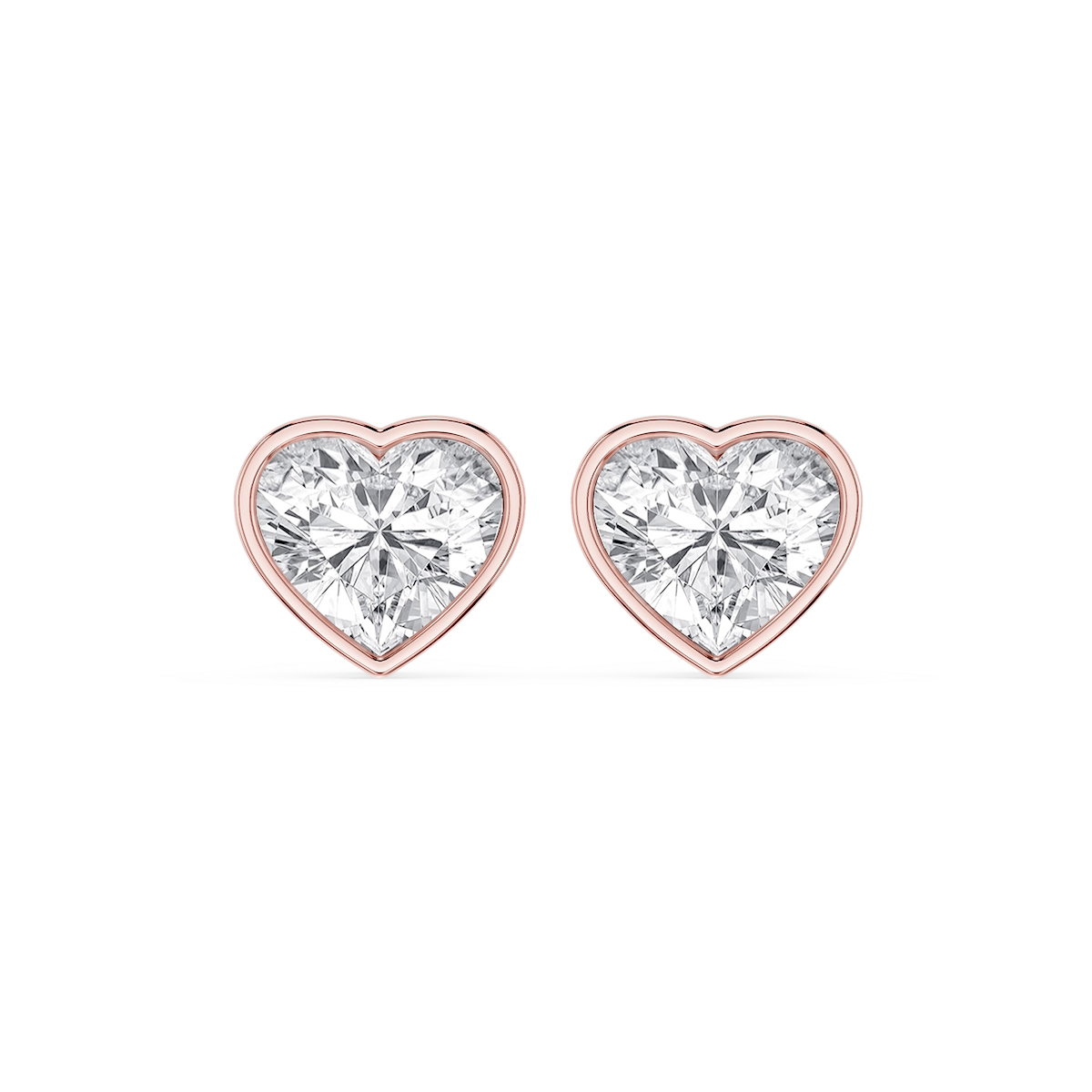 Heart Lab Grown Diamond Bezel Set Certified Stud Earrings