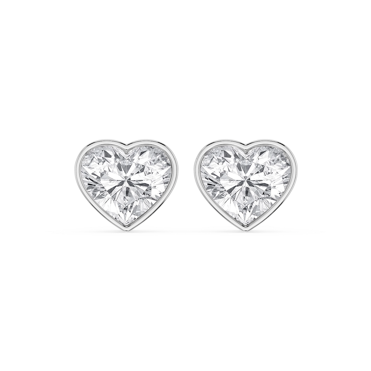 Heart Lab Grown Diamond Bezel Set Certified Stud Earrings