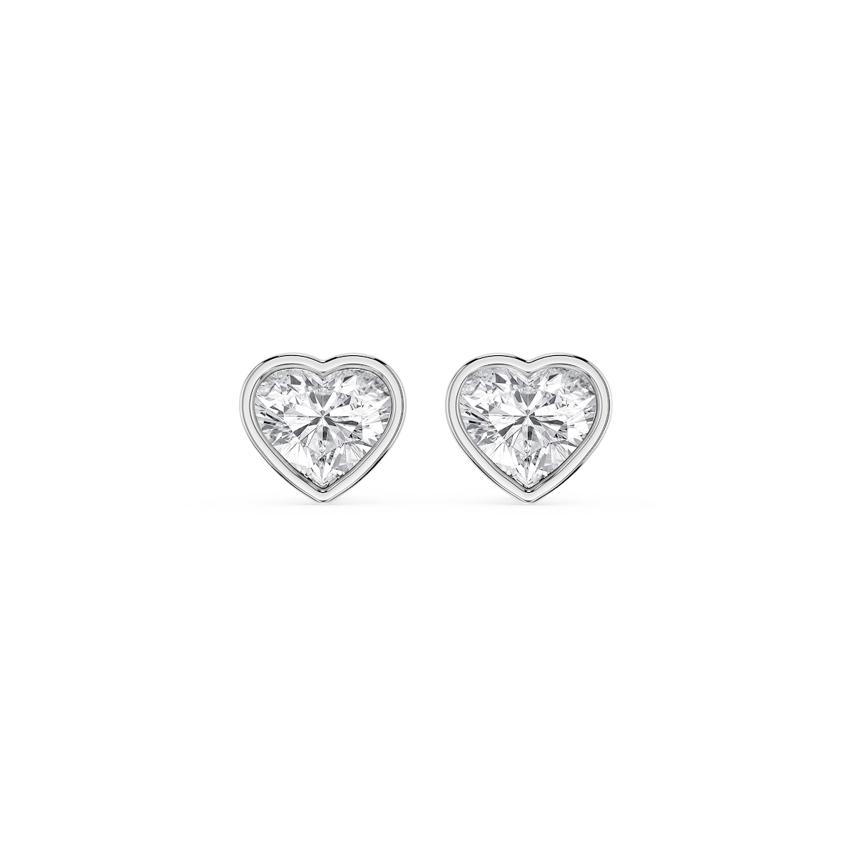 Heart Lab Grown Diamond Bezel Set Certified Stud Earrings
