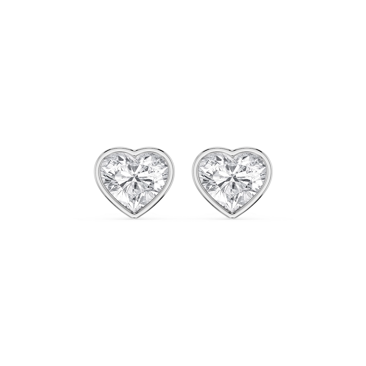 Heart Lab Grown Diamond Bezel Set Certified Stud Earrings