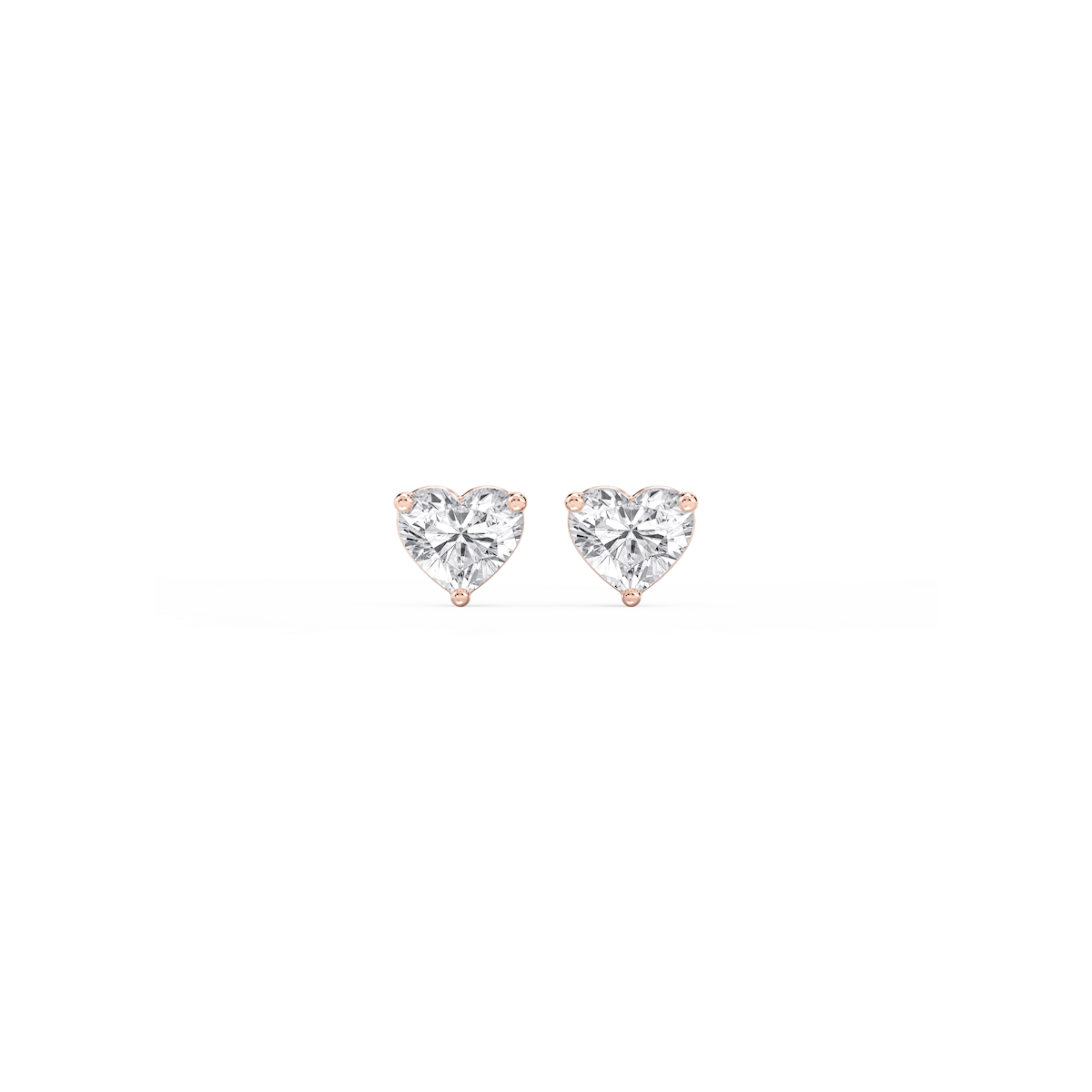 Heart Lab Grown Diamond Classic Three Prong Martini Stud Earrings