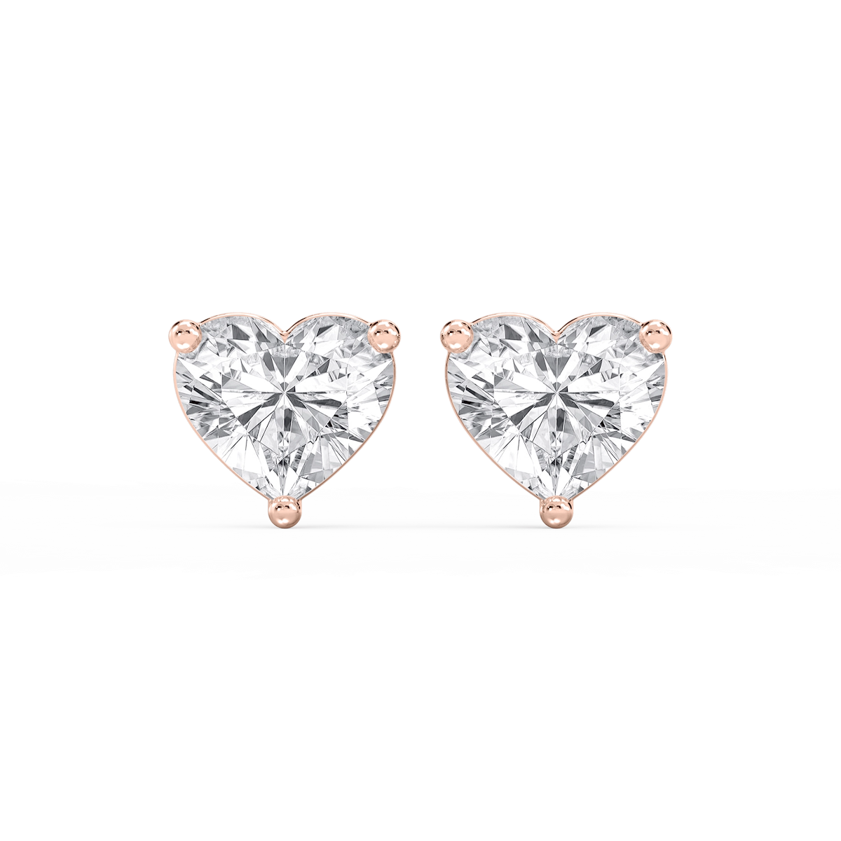 Heart Lab Grown Diamond Classic Three Prong Martini Stud Earrings
