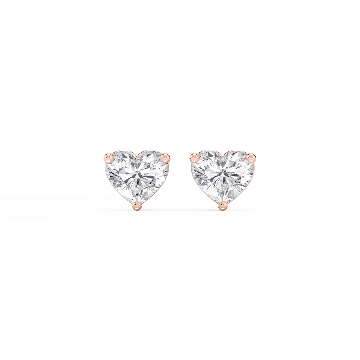 Heart Lab Grown Diamond Classic Three Prong Martini Stud Earrings