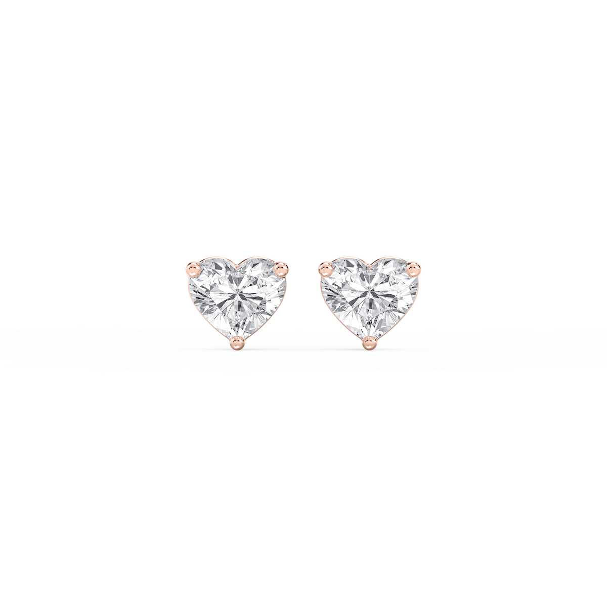Heart Lab Grown Diamond Classic Three Prong Martini Stud Earrings