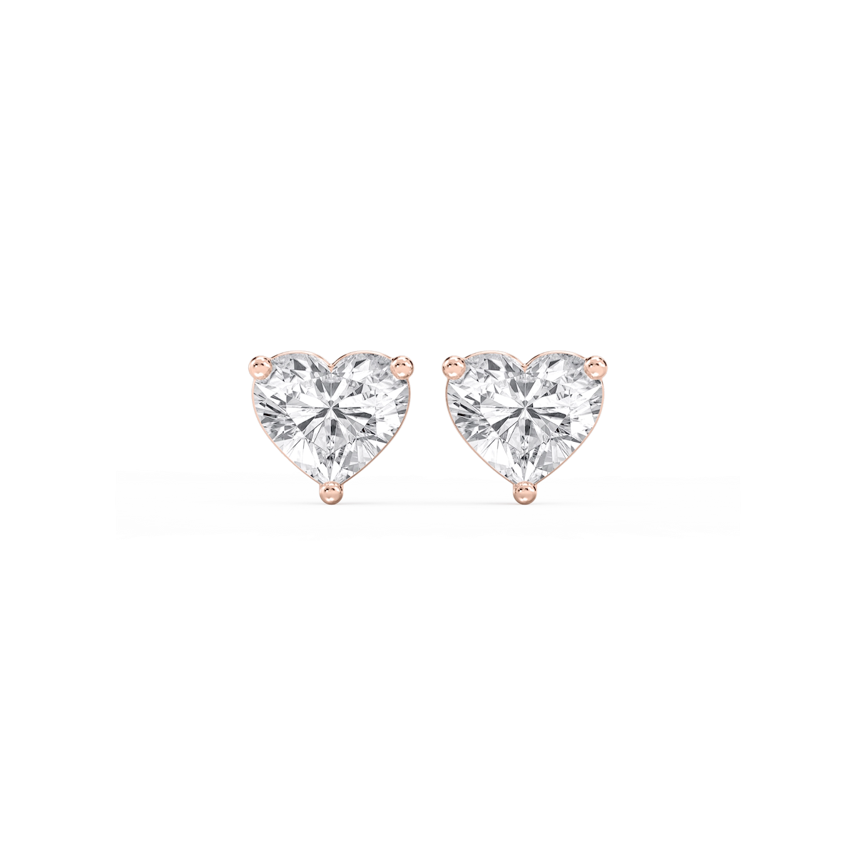 Heart Lab Grown Diamond Classic Three Prong Martini Stud Earrings