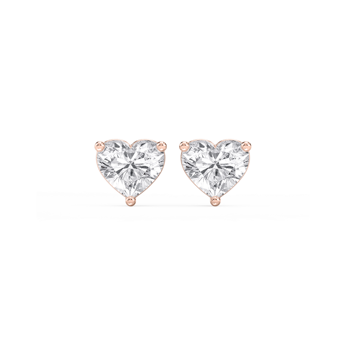 Heart Lab Grown Diamond Classic Three Prong Martini Stud Earrings
