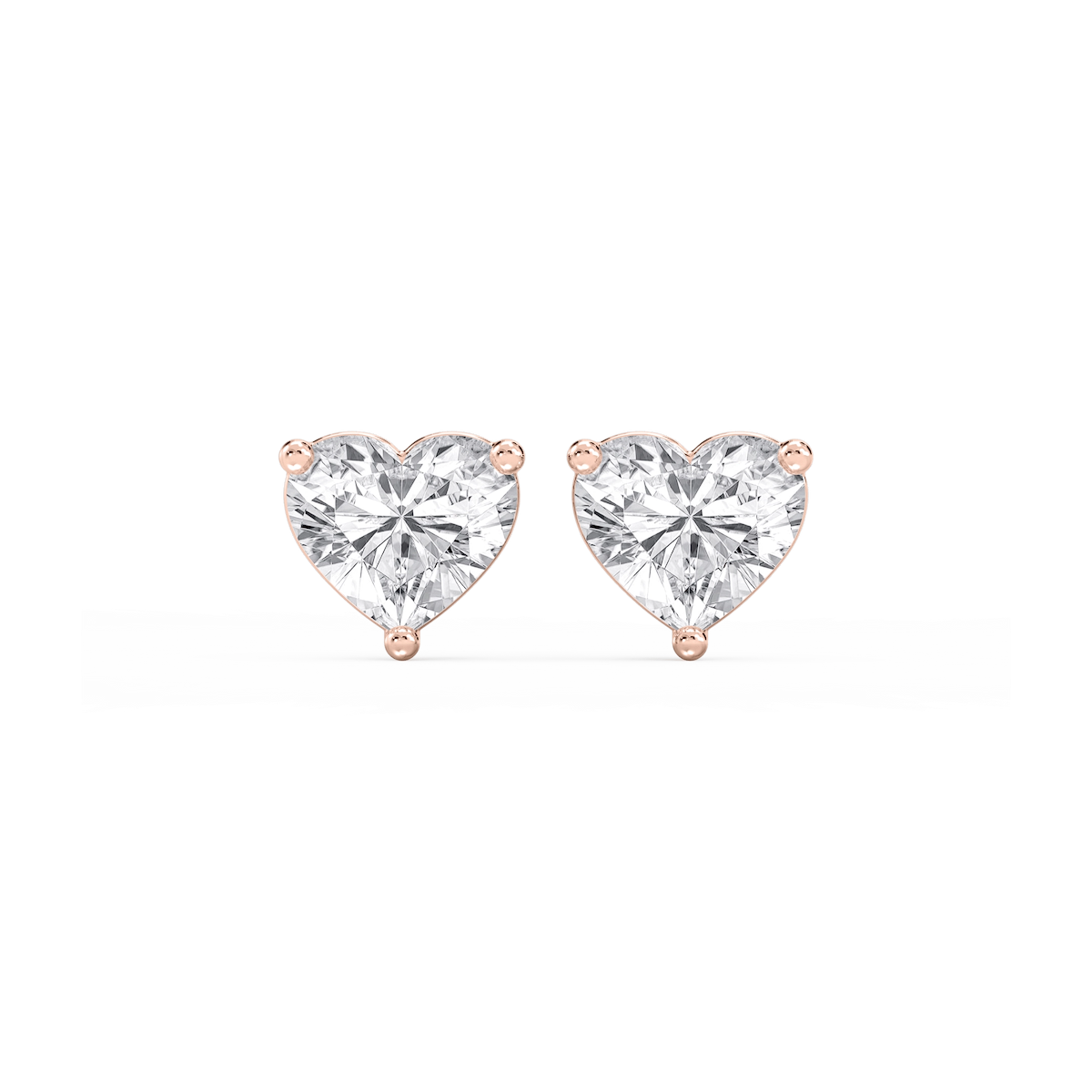 Heart Lab Grown Diamond Classic Three Prong Martini Stud Earrings