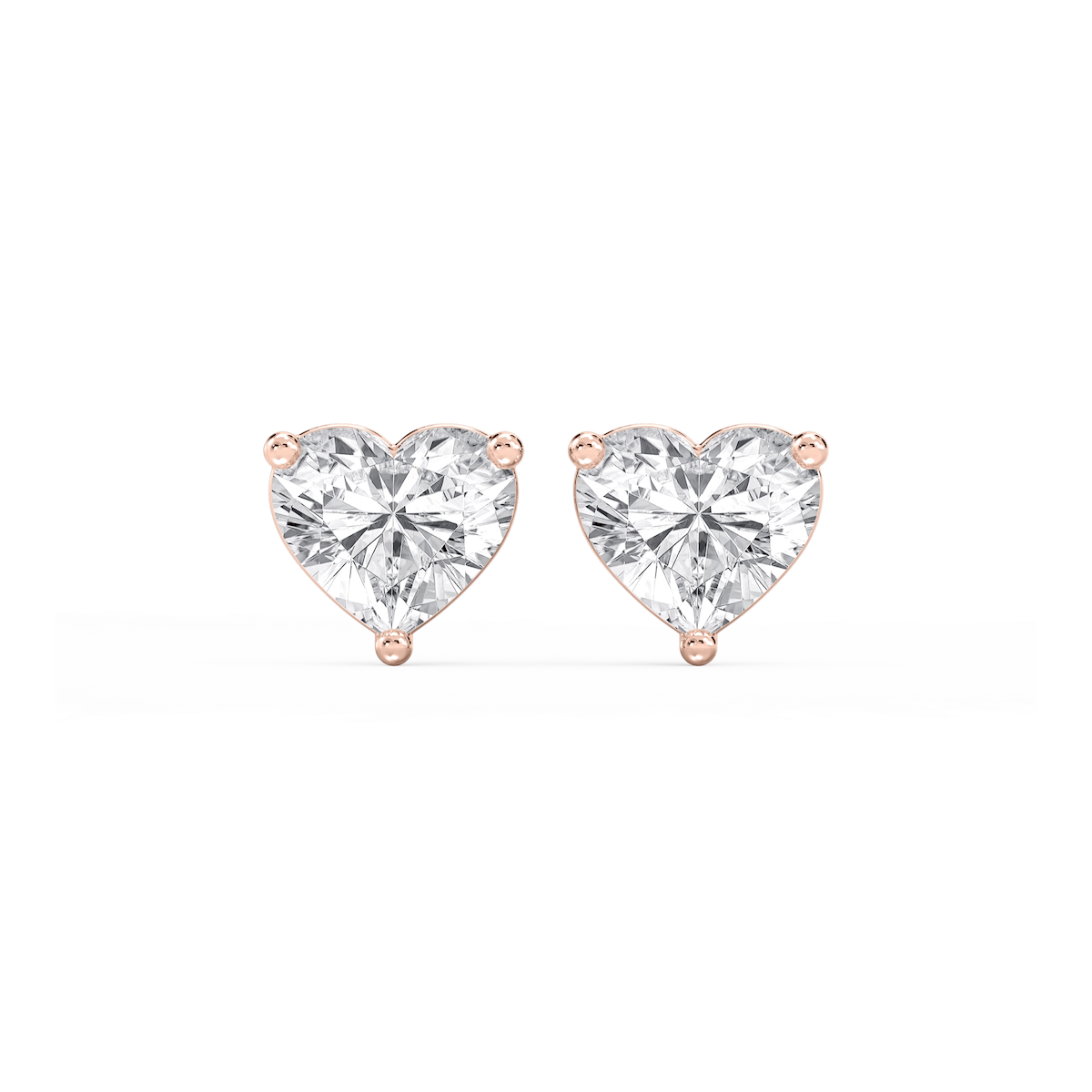Heart Lab Grown Diamond Classic Three Prong Martini Stud Earrings