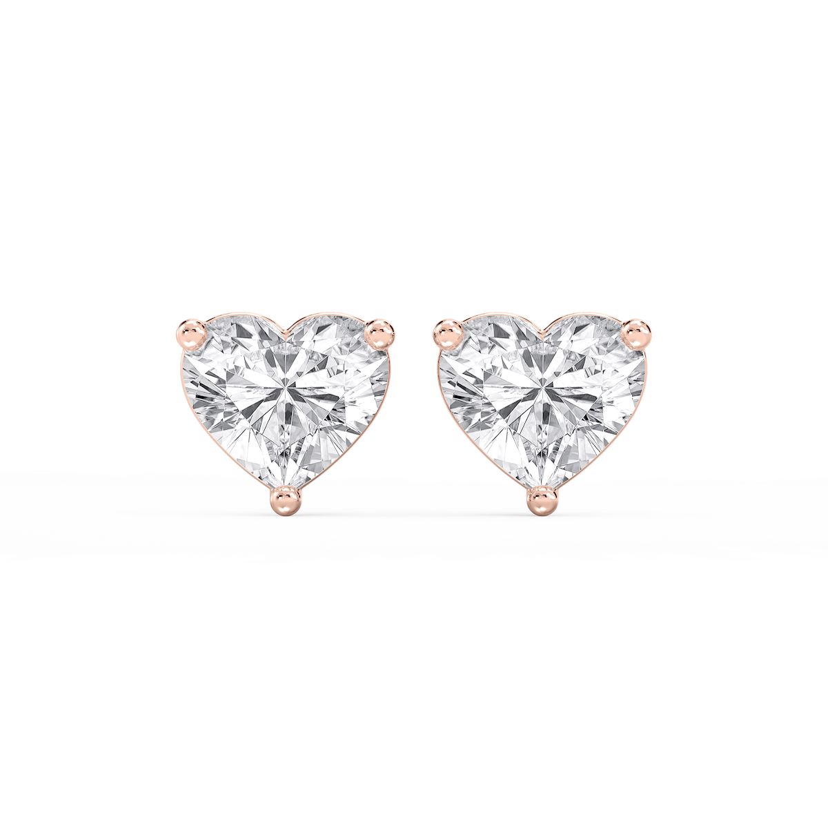 Heart Lab Grown Diamond Classic Three Prong Martini Stud Earrings