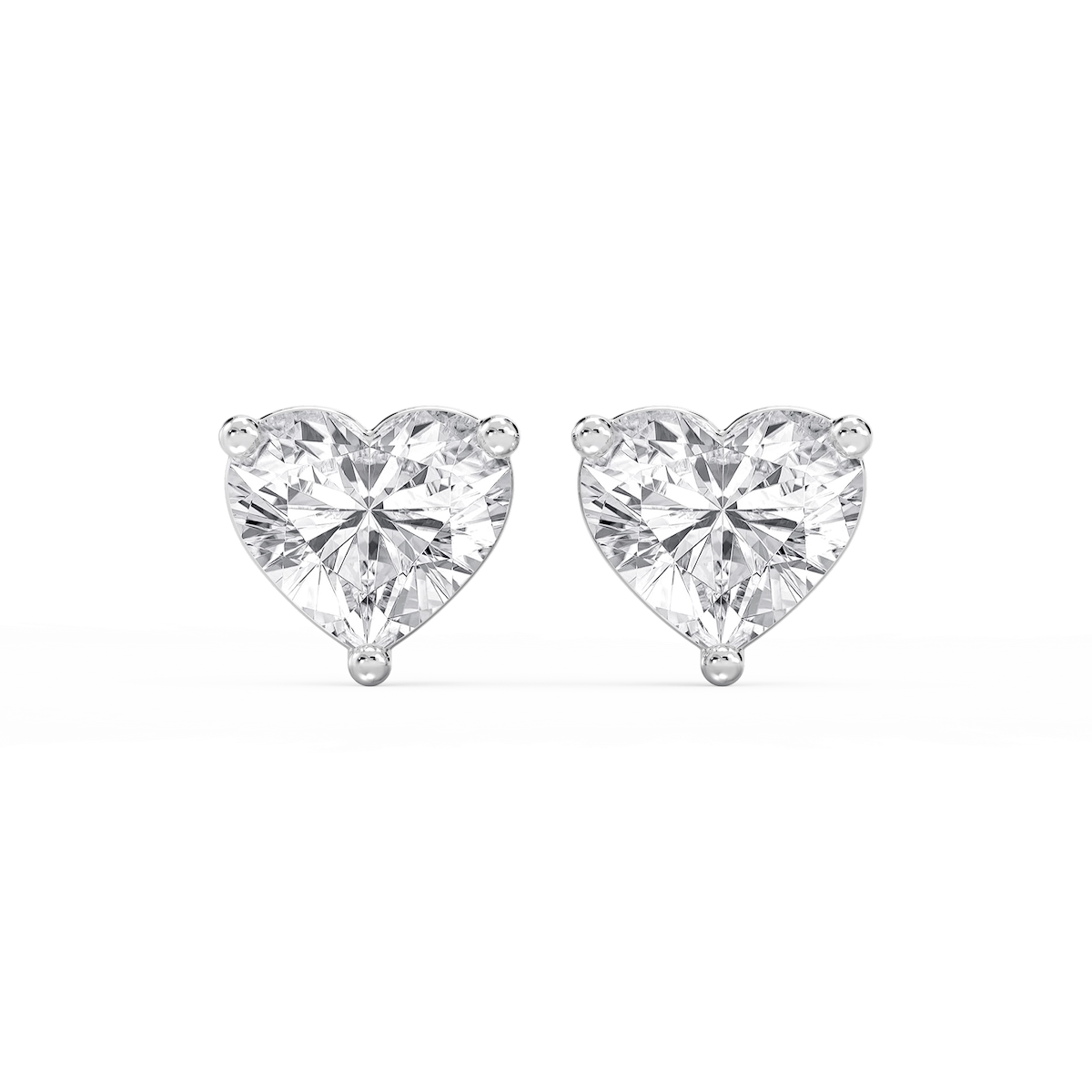 Heart Lab Grown Diamond Classic Three Prong Martini Stud Earrings