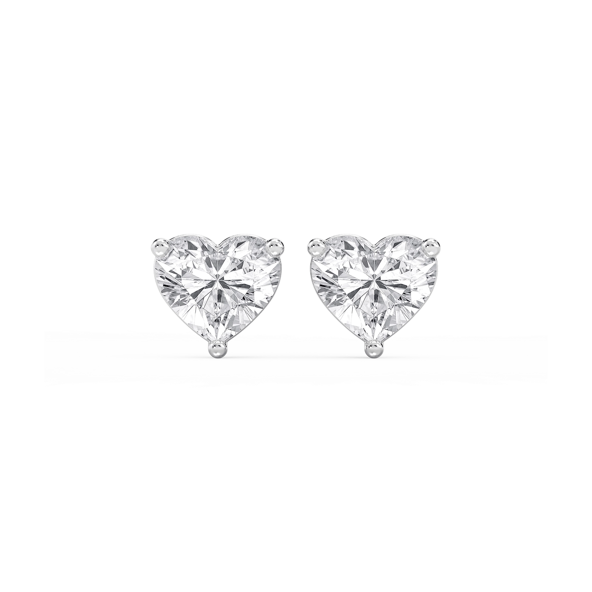 Heart Lab Grown Diamond Classic Three Prong Martini Stud Earrings