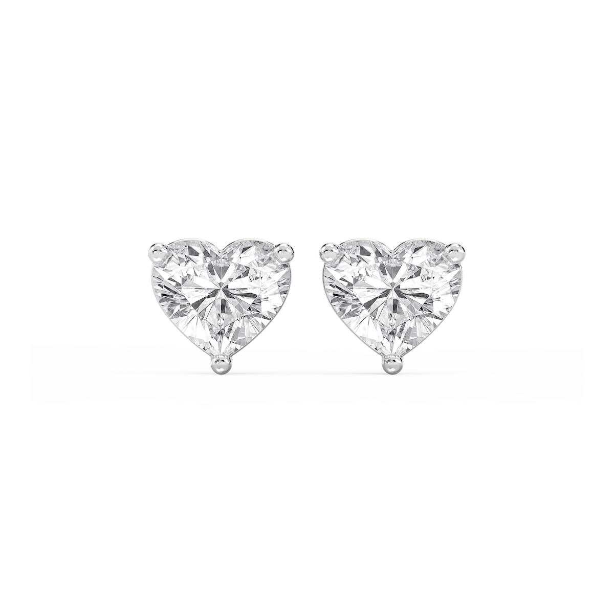 Heart Lab Grown Diamond Classic Three Prong Martini Stud Earrings