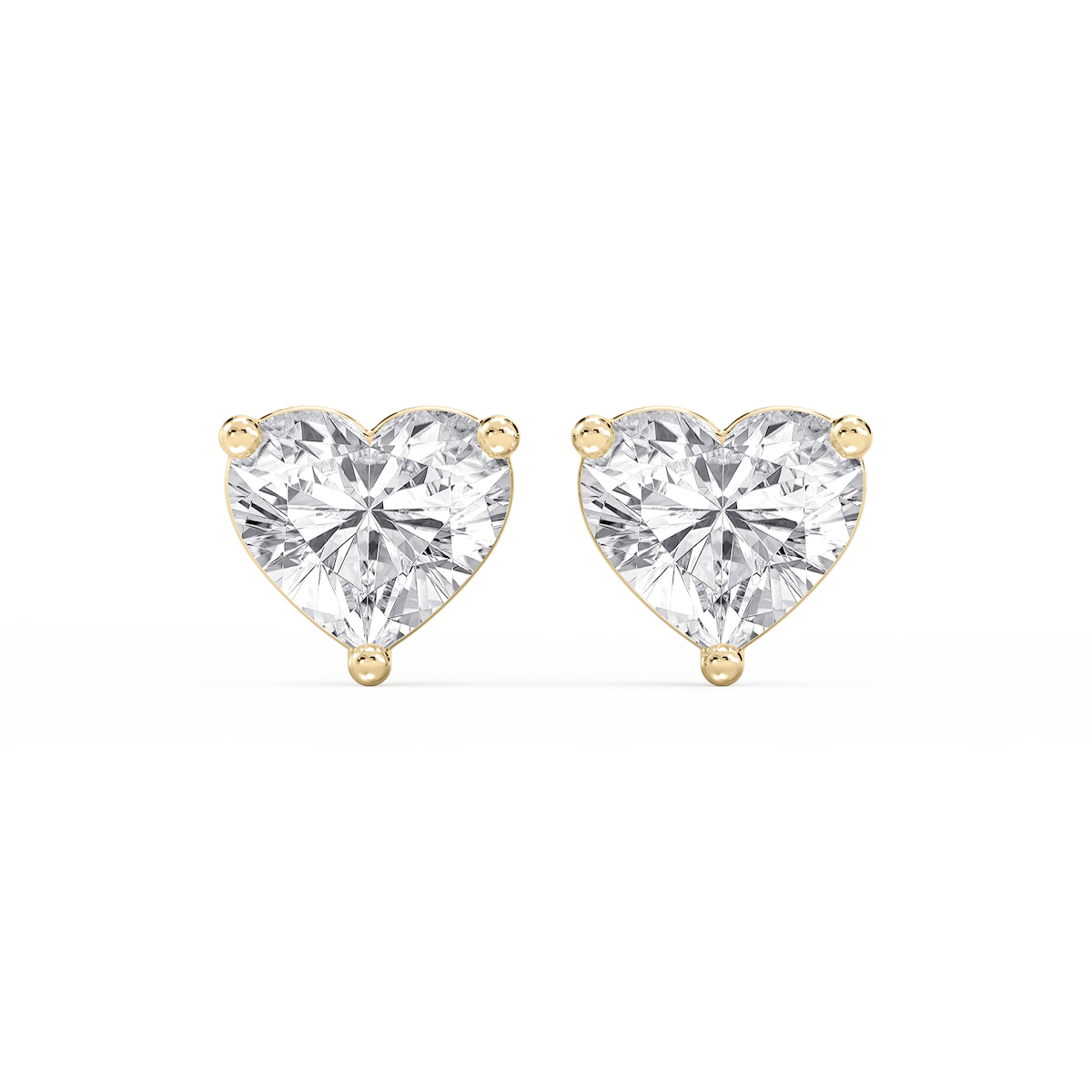 Heart Lab Grown Diamond Classic Three Prong Martini Stud Earrings