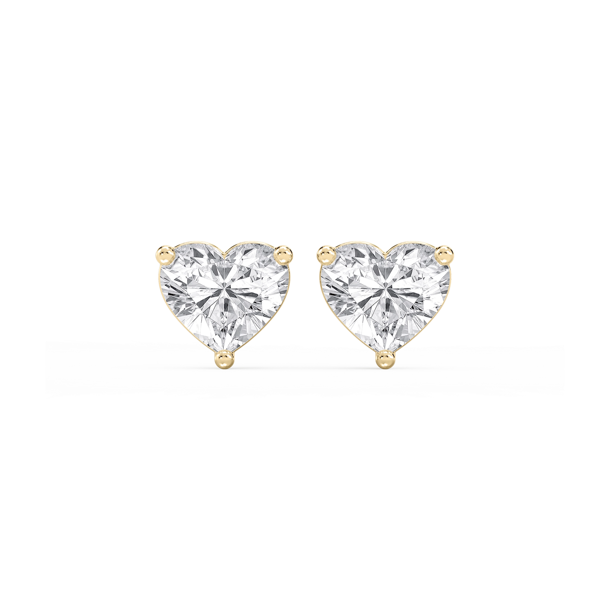 Heart Lab Grown Diamond Classic Three Prong Martini Stud Earrings