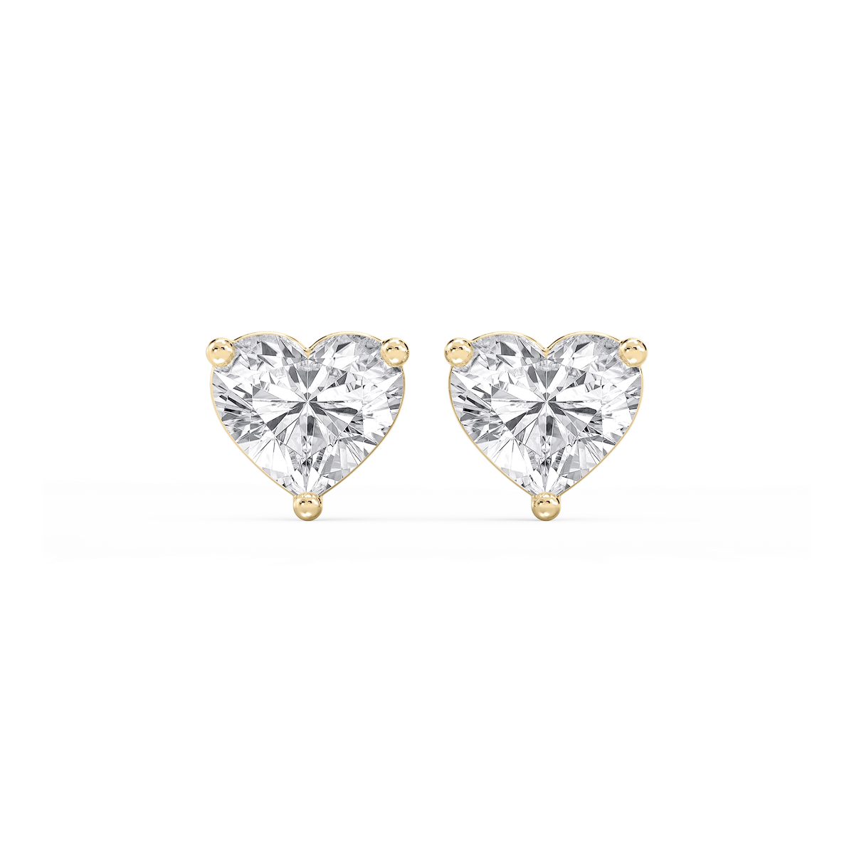 Heart Lab Grown Diamond Classic Three Prong Martini Stud Earrings