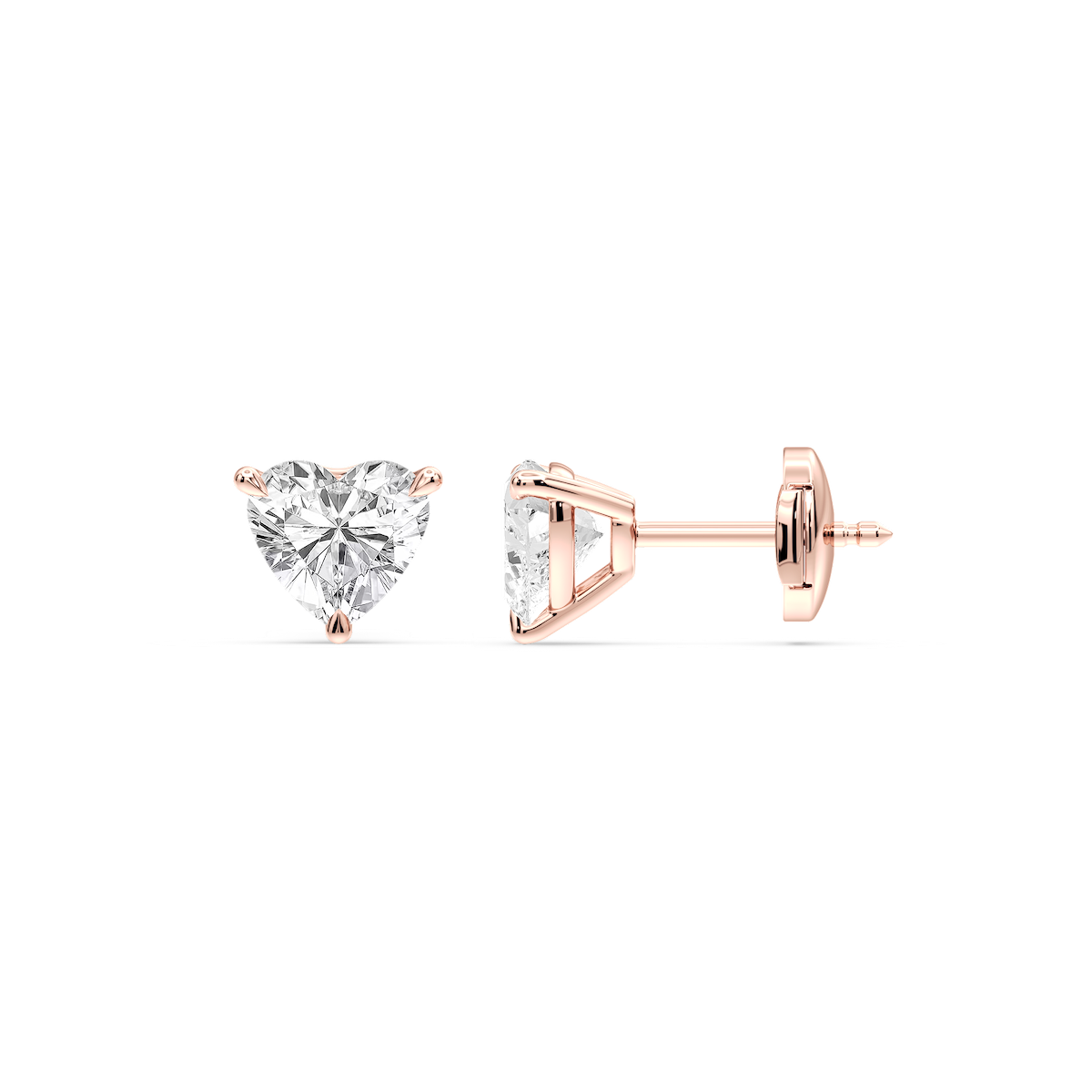 Heart Certified Lab Grown Diamond Claw Prong Guardian Back Martini Stud Earrings