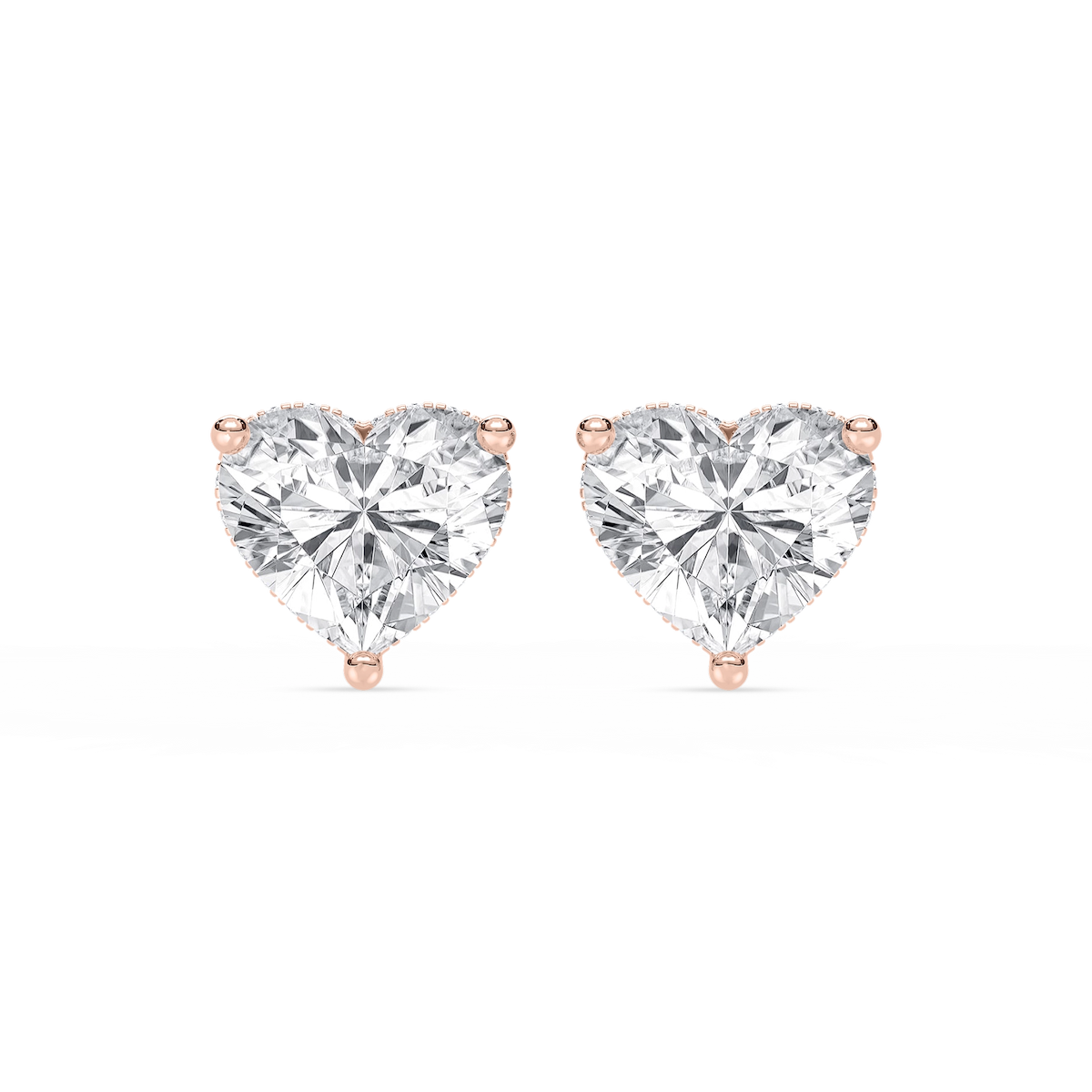 Heart Lab Grown Diamond Hidden Halo Stud Earrings