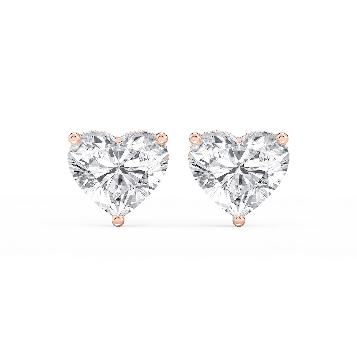 Heart Lab Grown Diamond Hidden Halo Stud Earrings
