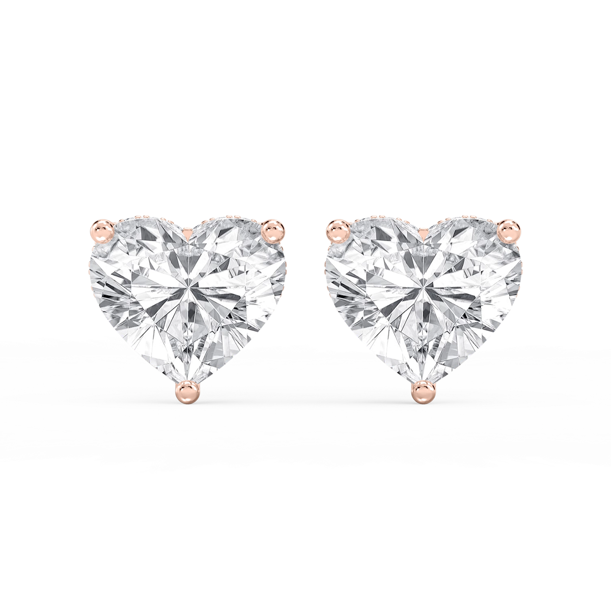 Heart Lab Grown Diamond Hidden Halo Stud Earrings