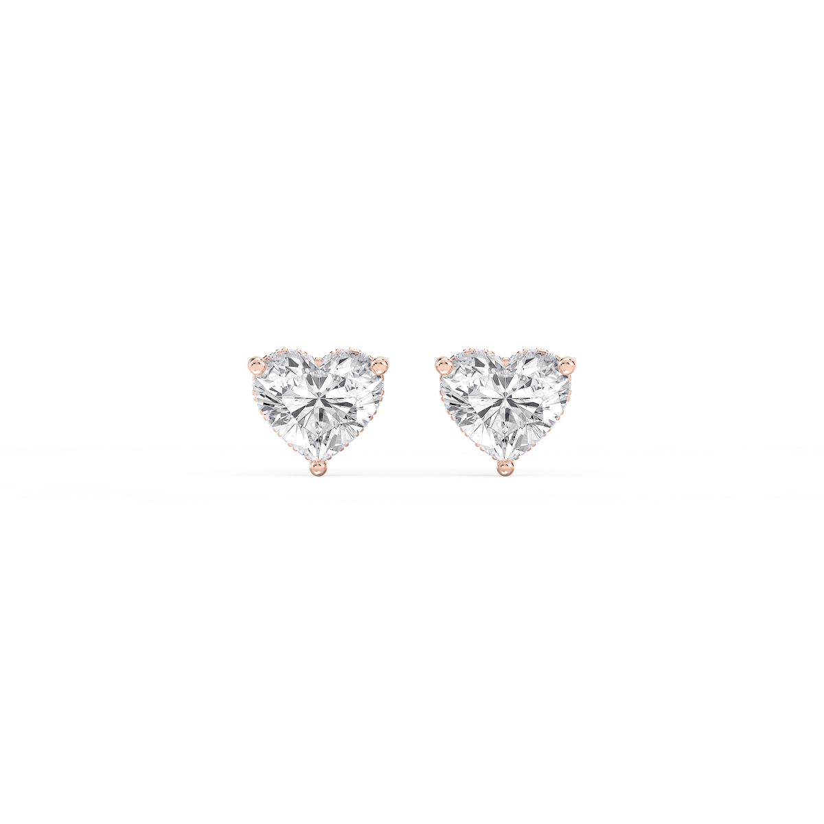 Heart Lab Grown Diamond Hidden Halo Stud Earrings