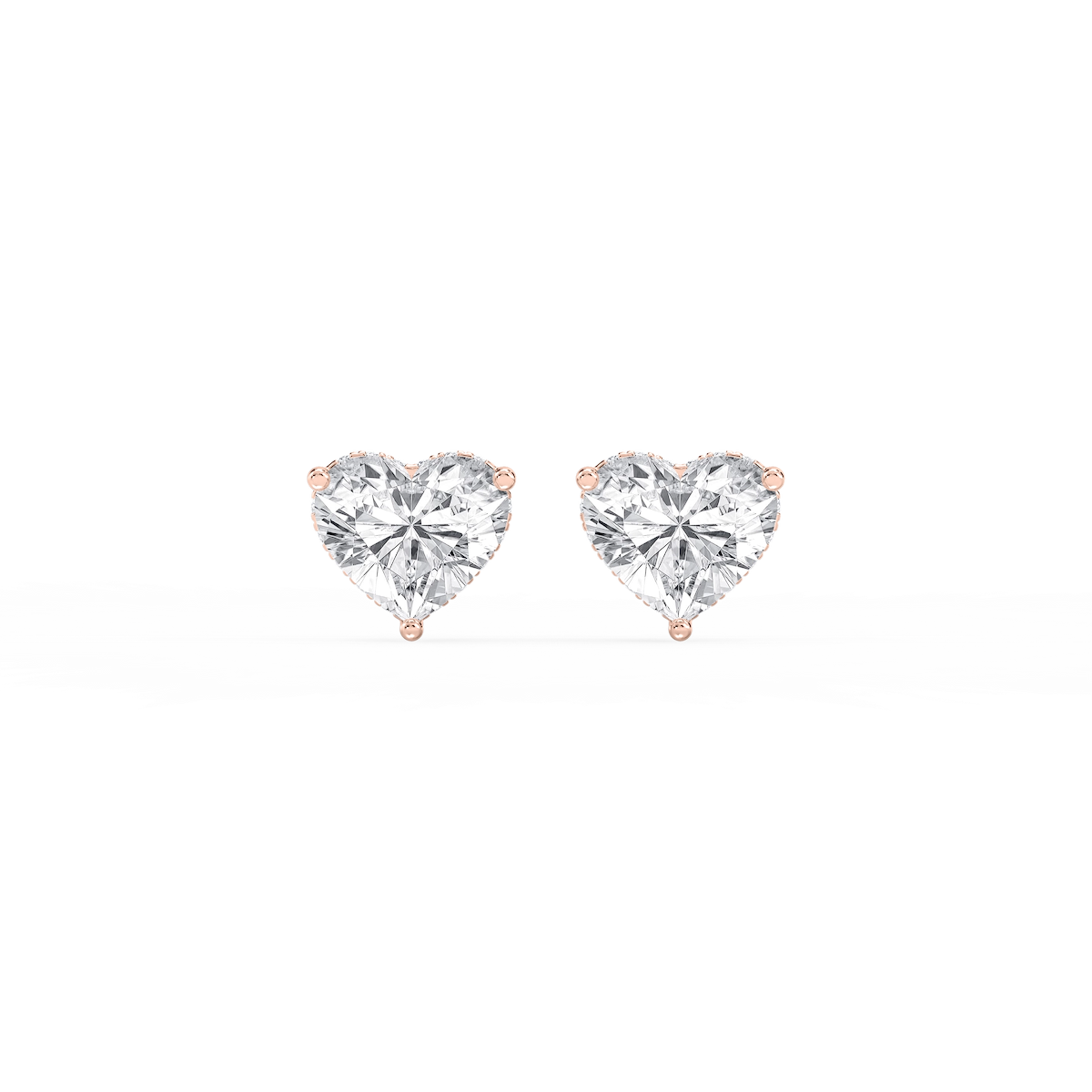 Heart Lab Grown Diamond Hidden Halo Stud Earrings