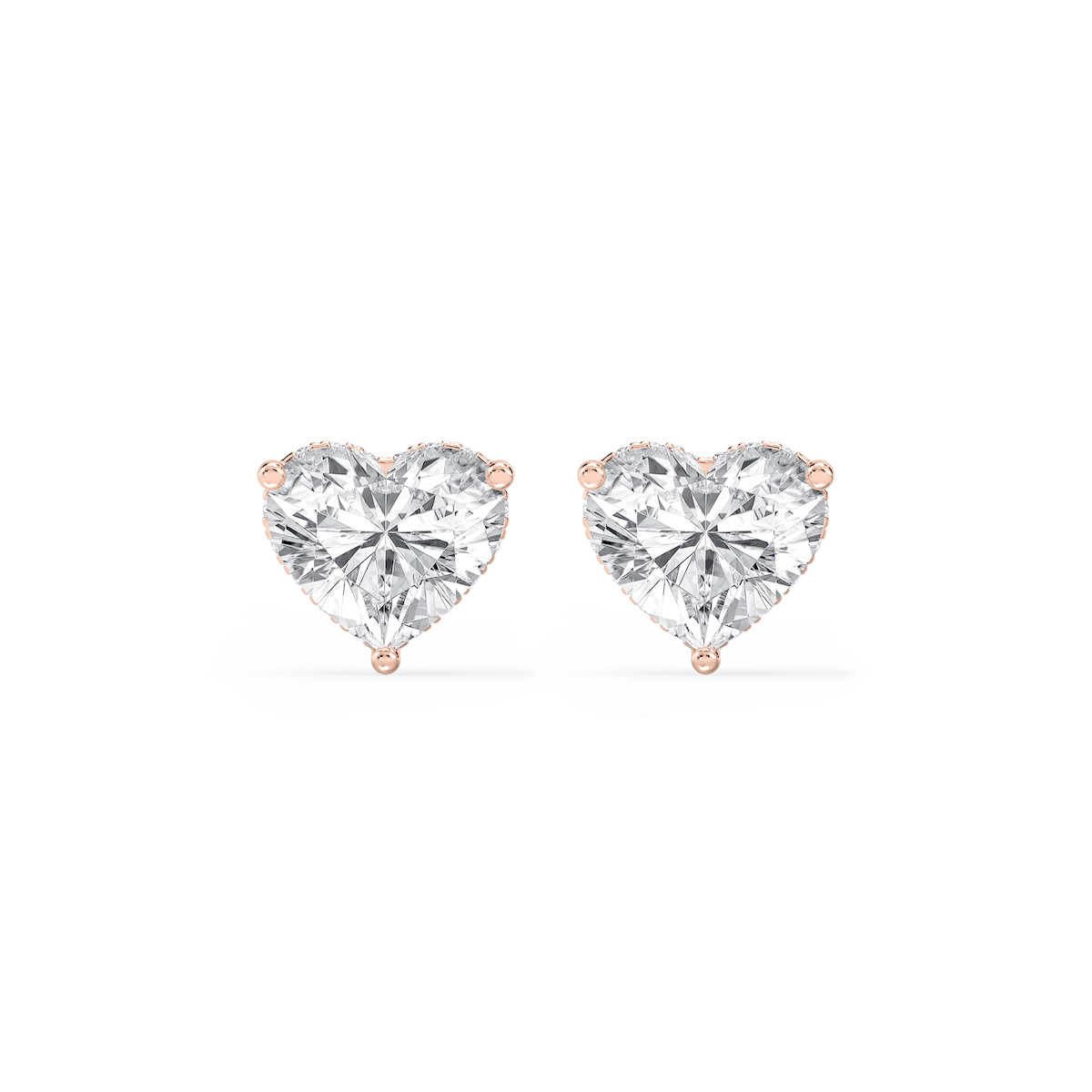 Heart Lab Grown Diamond Hidden Halo Stud Earrings