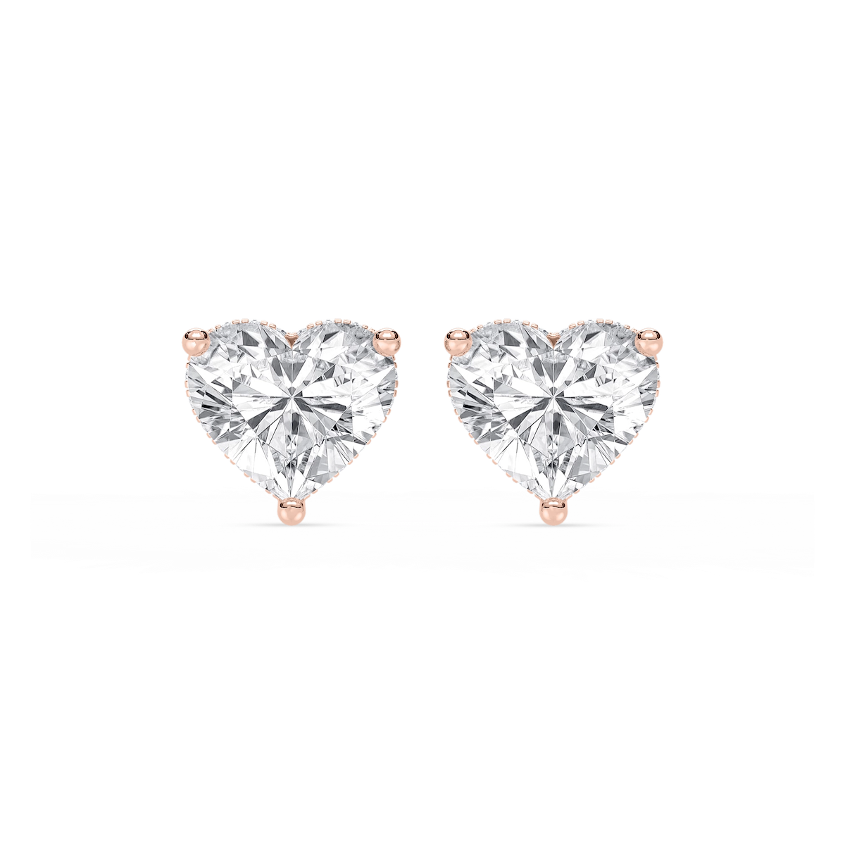 Heart Lab Grown Diamond Hidden Halo Stud Earrings