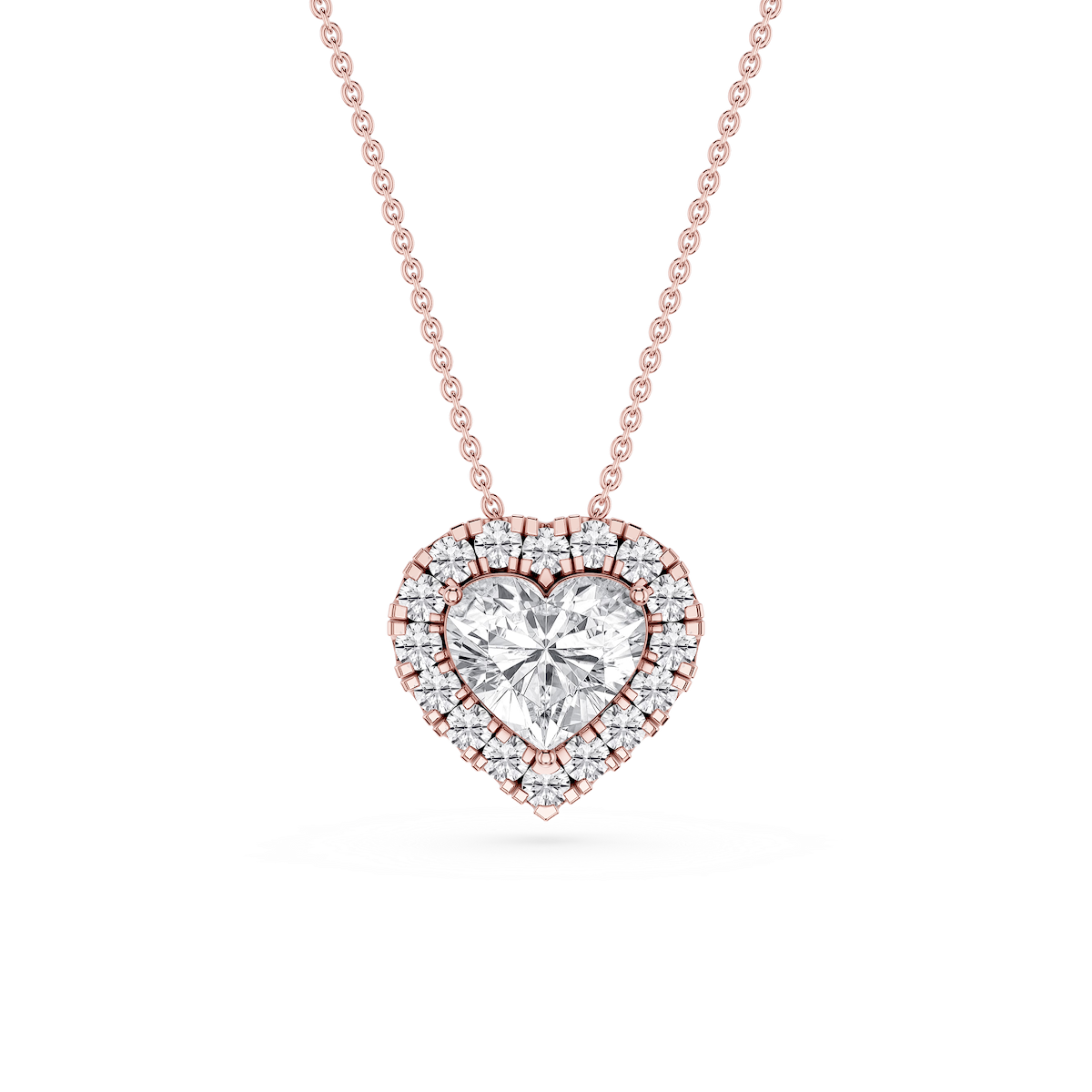 Heart Lab Grown Diamond Halo Slide Pendant - 16 to 18 Inches