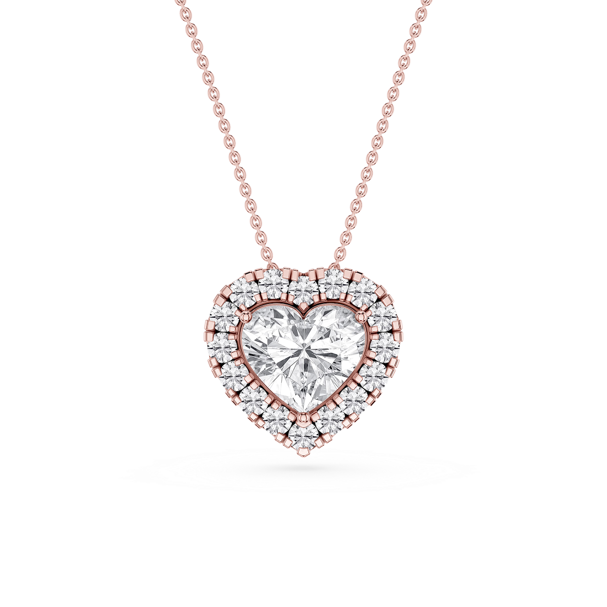 Heart Lab Grown Diamond Halo Slide Pendant - 16 to 18 Inches