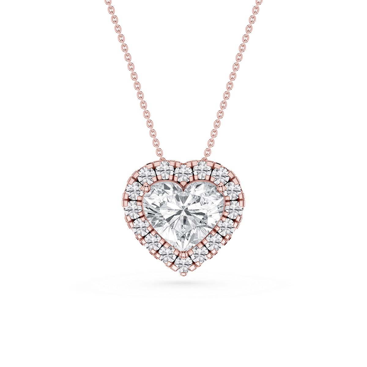 Heart Lab Grown Diamond Halo Slide Pendant - 16 to 18 Inches