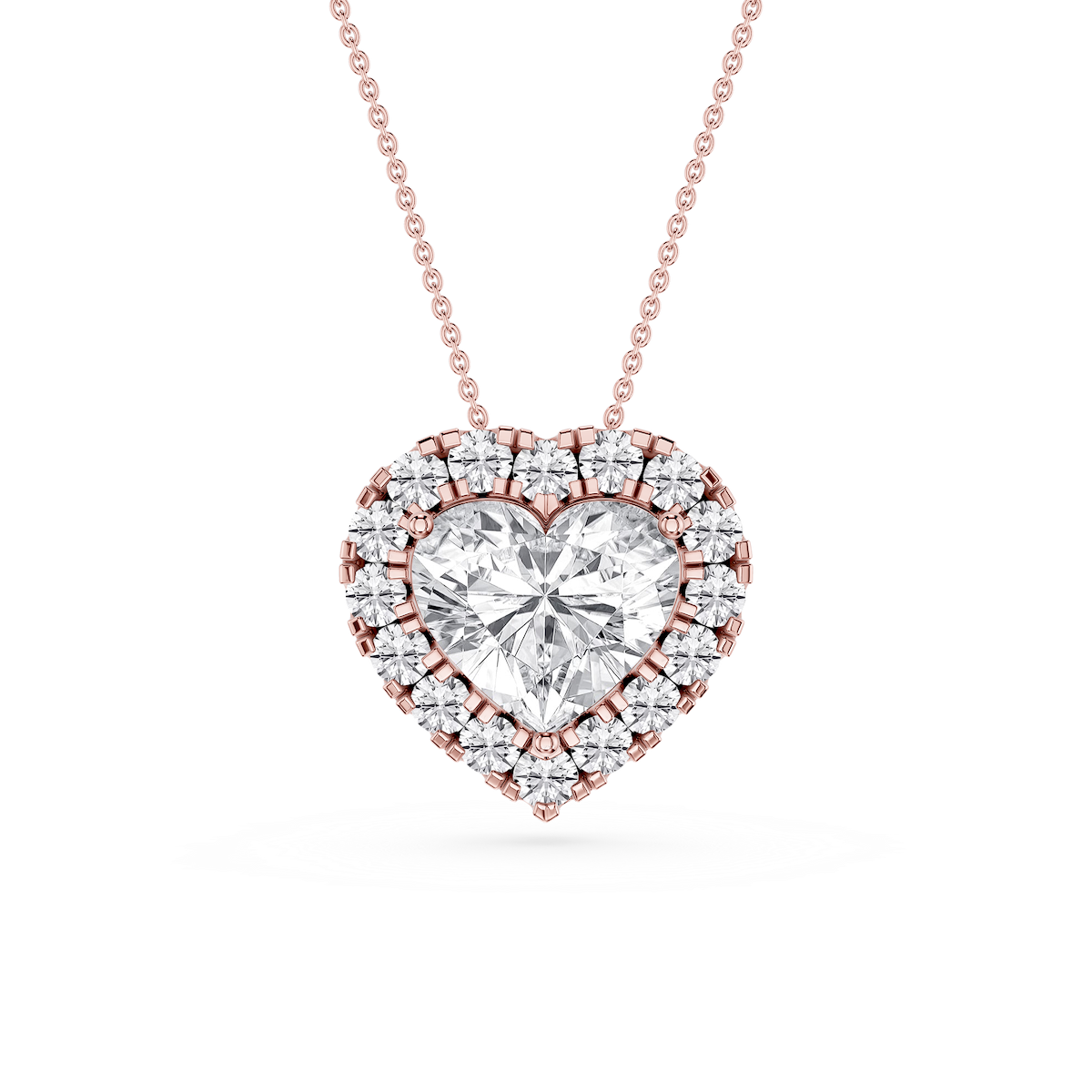 Heart Lab Grown Diamond Halo Slide Pendant - 16 to 18 Inches