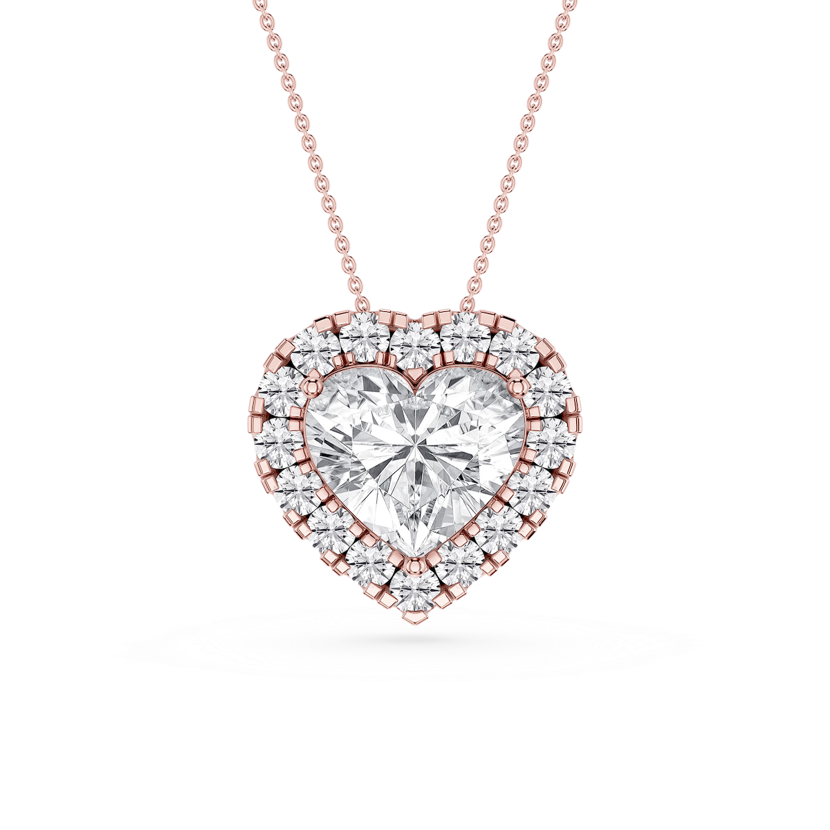 Heart Lab Grown Diamond Halo Slide Pendant - 16 to 18 Inches