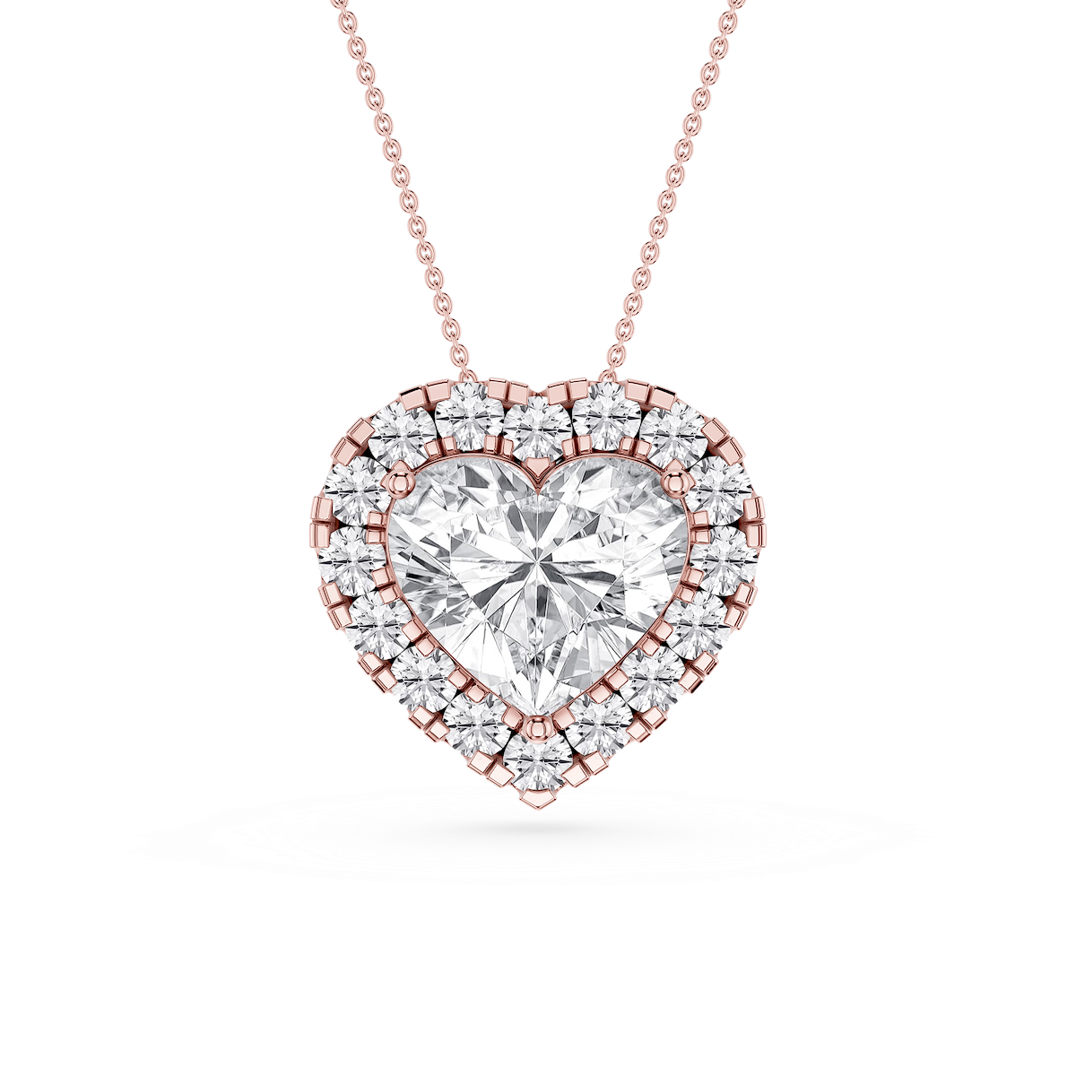 Heart Lab Grown Diamond Halo Slide Pendant - 16 to 18 Inches