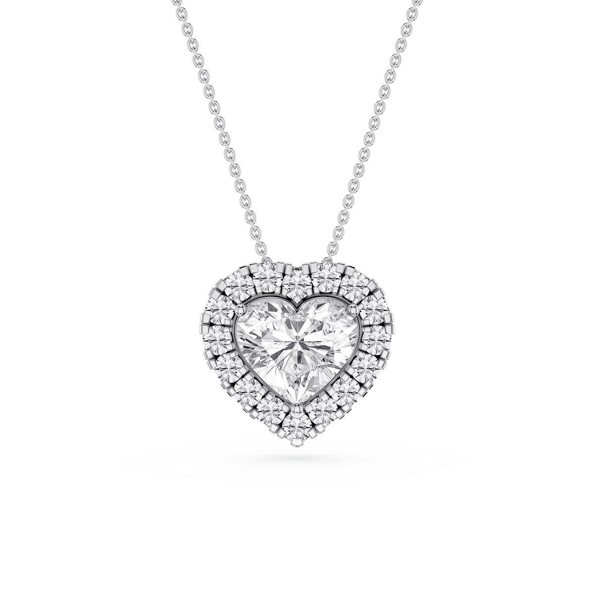 Heart Lab Grown Diamond Halo Slide Pendant - 16 to 18 Inches