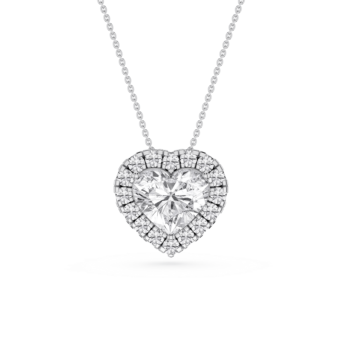 Heart Lab Grown Diamond Halo Slide Pendant - 16 to 18 Inches
