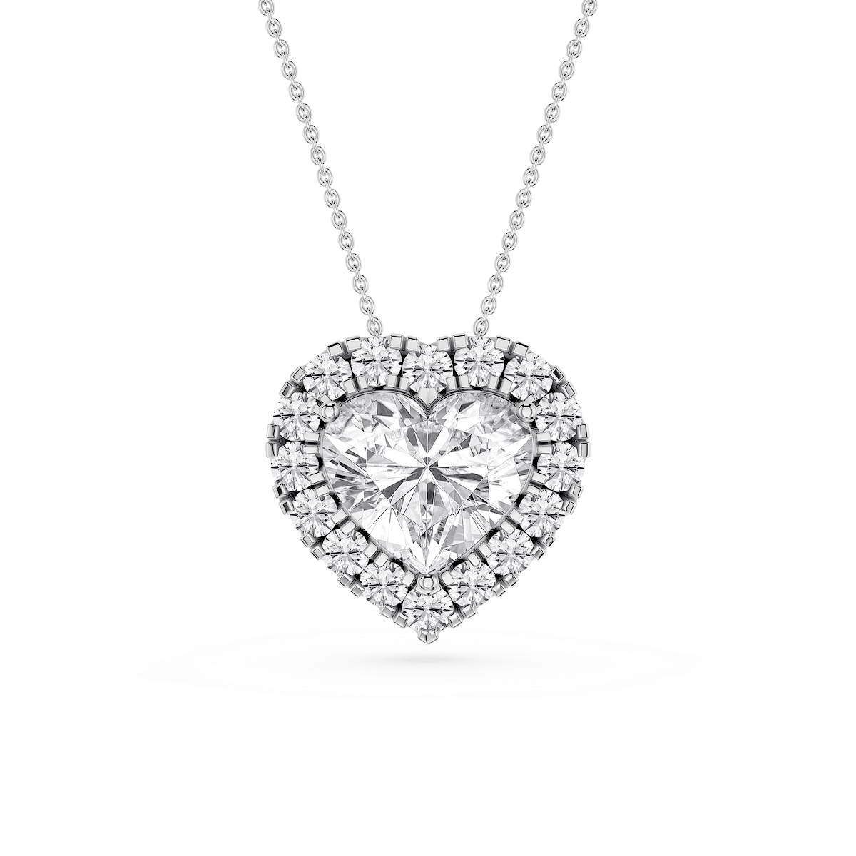 Heart Lab Grown Diamond Halo Slide Pendant - 16 to 18 Inches