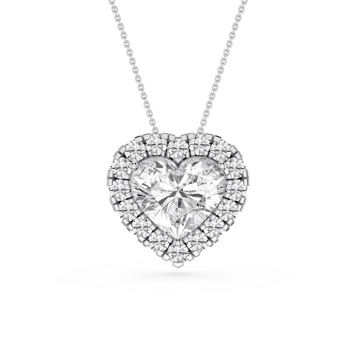 Heart Lab Grown Diamond Halo Slide Pendant - 16 to 18 Inches