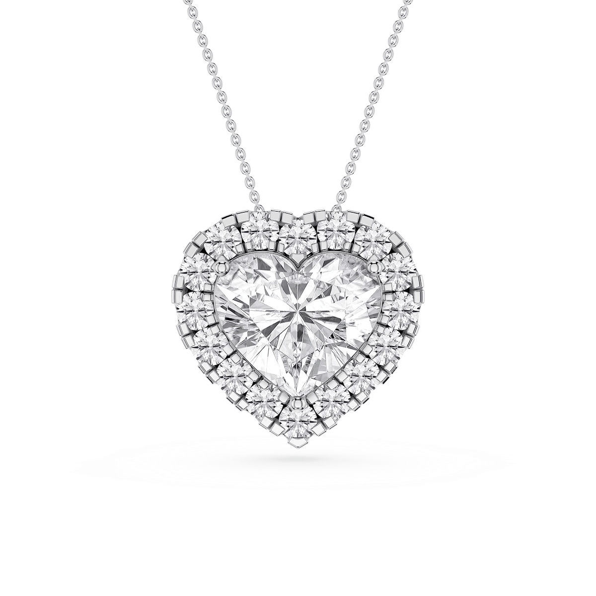 Heart Lab Grown Diamond Halo Slide Pendant - 16 to 18 Inches