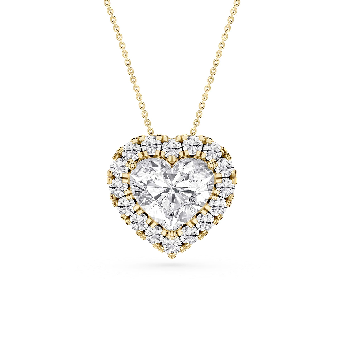Heart Lab Grown Diamond Halo Slide Pendant - 16 to 18 Inches