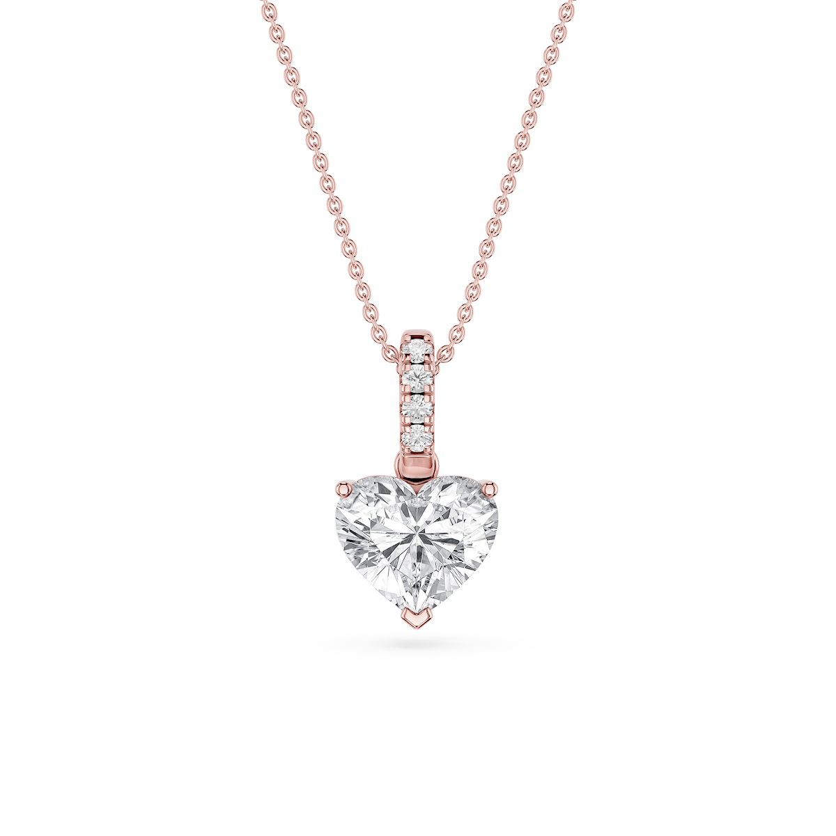 Heart Lab Grown Diamond Hidden Halo Pendant - 16 to 18 Inches