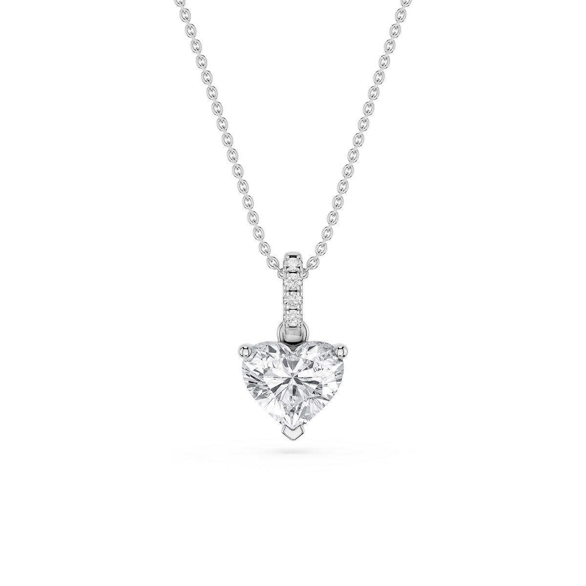Heart Lab Grown Diamond Hidden Halo Pendant - 16 to 18 Inches