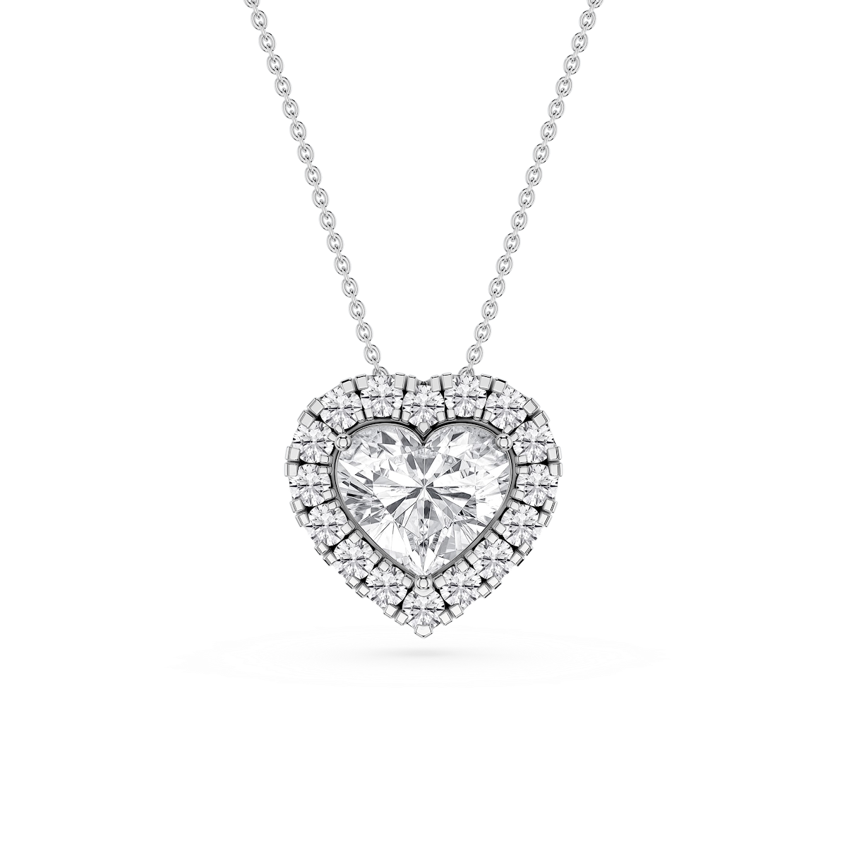 Heart Lab Grown Diamond Halo Slide Pendant - 16 to 18 Inches