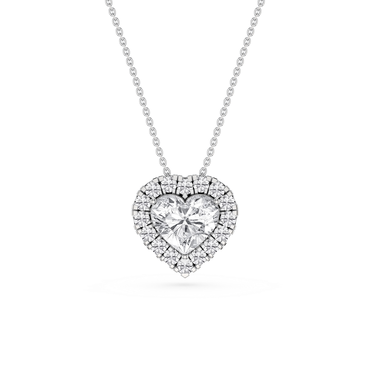 Heart Lab Grown Diamond Halo Slide Pendant - 16 to 18 Inches