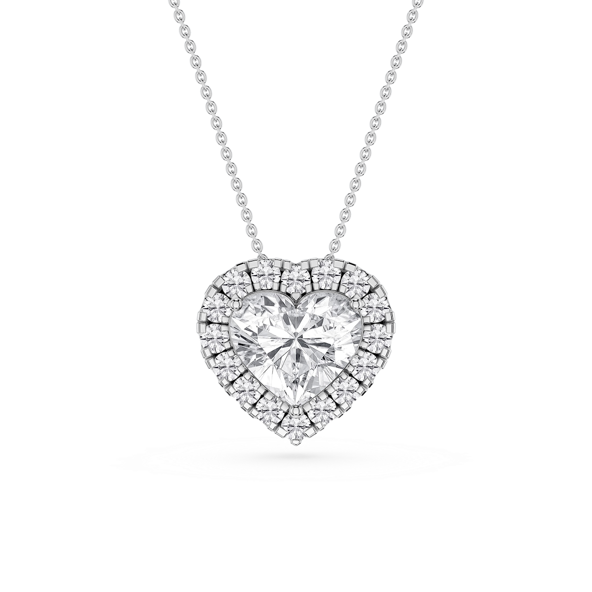 Heart Lab Grown Diamond Halo Slide Pendant - 16 to 18 Inches