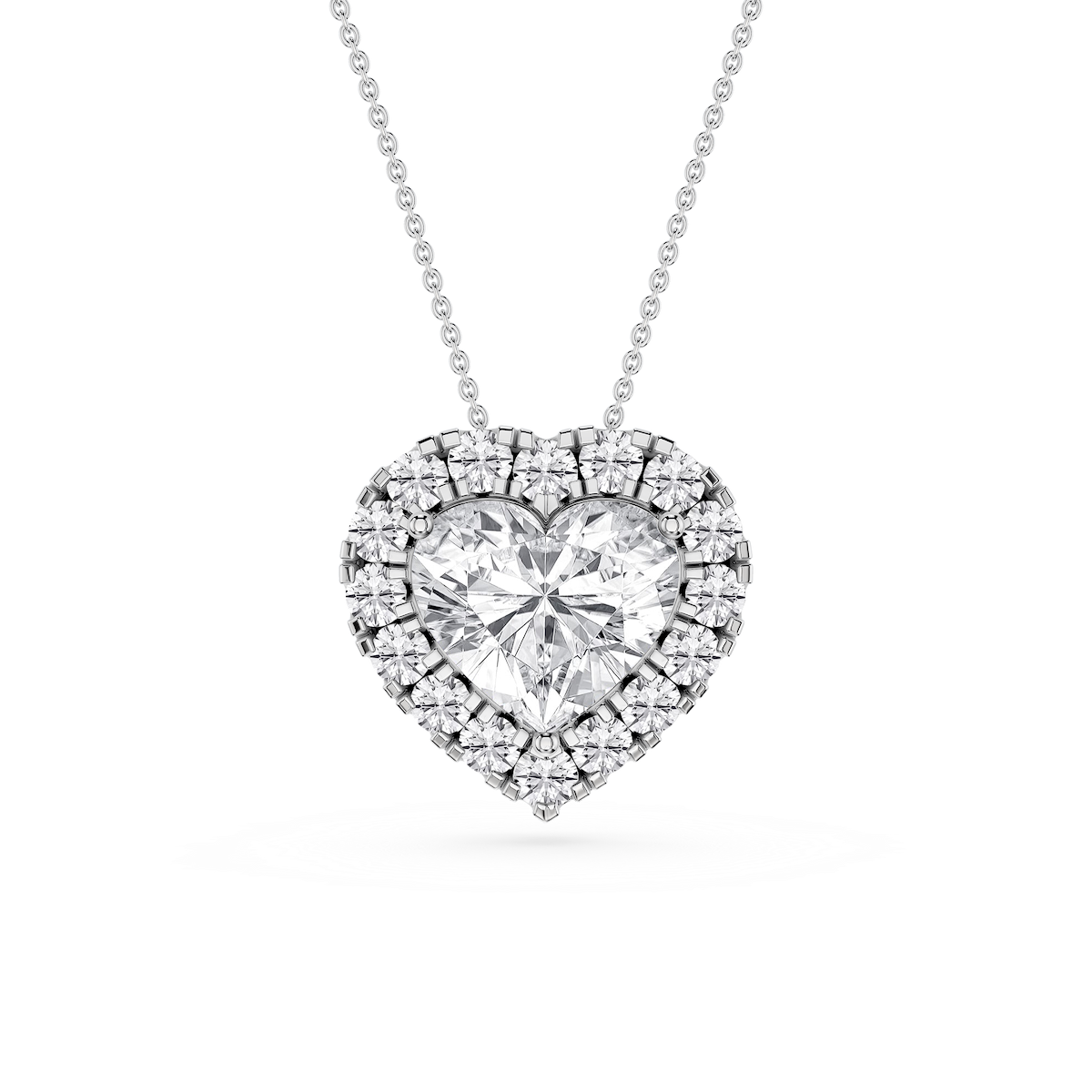 Heart Lab Grown Diamond Halo Slide Pendant - 16 to 18 Inches